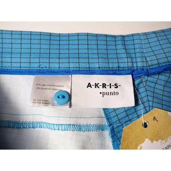 AKRIS Blue Geometric Windowpane Geometric Slim Leg Pants, Size 8 (US) 40 (FR) - Picture 9 of 12
